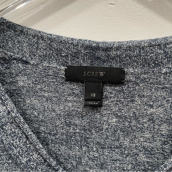 J. Crew V-Neck Side Slit Pullover Sweater Merino Wool Linen Blend XS Blue - Picture 7 of 10
